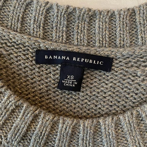 Banana Republic Gray / Grey Metallic Short Sleeved Sweater XS - Picture 3 of 3